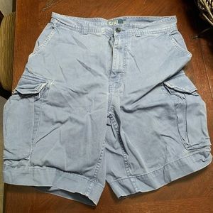 Blue pair of khaki shorts